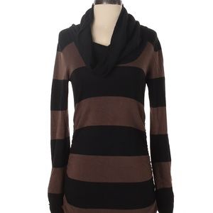 Black and Brown Size M Pullover Cowl Neck Sweater